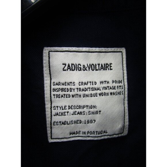Zadig & Voltaire Shirt Medium Button Up Distressed Frayed Preppy 40 - Picture 9 of 11